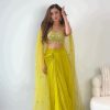 Yellow Chinon Silk Thread With 9mm Sequence Dhoti Suit