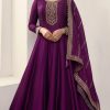 Wine Silk Georgette with Embroidery Work Anarkal Suit