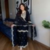 Black Chinnon Silk With Embroidery Coding Dori-Sequence Salwar Suit
