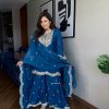 Blue Chinnon Silk With Embroidery Coding Dori-Sequence Salwar Suit