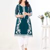 Dark Green Georgette and Heavy Embroidery work Kurti With Pant