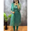 Green Heavy Twill Golden Shining Fabric Kurti