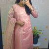 Light Pink Heavy Twill Golden Shining Fabric Kurti