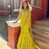 Yellow Foix Georgette Sequence With Coin Lace Border Lehenga Saree