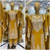Yellow Chinnon Silk With Embroidery Coding Sequence Work Salwar Suit
