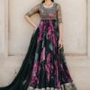 Black Foix Georgette with digital print Anarkali Gown