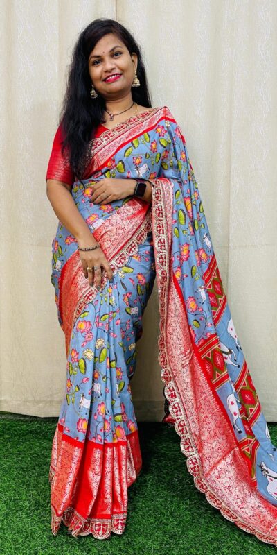 MS 466 Blue Color Dola Silk Saree With Zari Weaving Border Saree Casual, Wedding, Festive, Events . Expected Delivery  4-6 Working Days @1649/- only | Sarees, Bollywood Sarees, Creative Sarees, Designer Sarees, Embroidered Sarees, Ethnic Saree, Modern Digital sarees, Party Wear Sarees