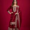 NSR-800 Marron Color Chinnon Silk With Embroidery Work Sharara Suit Wedding, Party, Festive, Events Etc.  Expected Delivery 4-6 Working Days @2149/- | Jump Suits, Salwar suit, Casual Suits, Creative suits, Designer Suits, Palazzo Suits, Party Wear Suits, Patiala Suits, Straight Suits