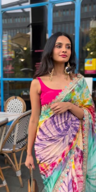 MS 459 Multi color Chinon fabric Embroidery Coding Sequins Lace Saree Casual, Wedding, Festive, Events . Expected Delivery 4-6 Working Days @1649/- only | Sarees, Bollywood Sarees, Creative Sarees, Designer Sarees, Embroidered Sarees, Ethnic Saree, Modern Digital sarees, Party Wear Sarees