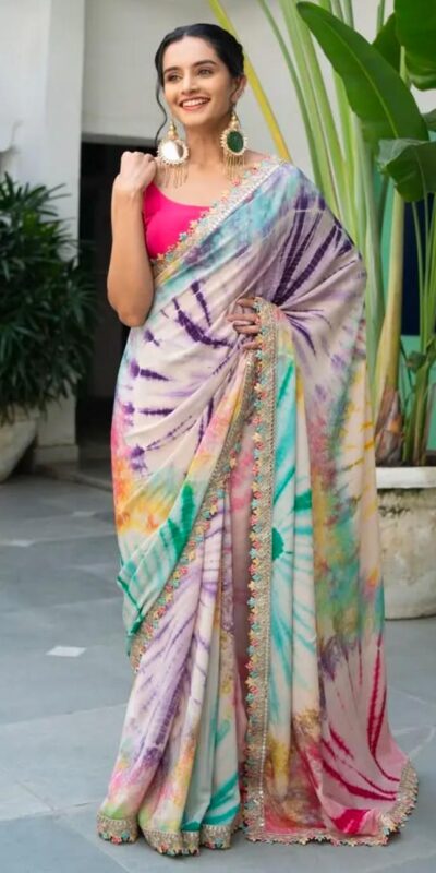 MS 459 Multi color Chinon fabric Embroidery Coding Sequins Lace Saree Casual, Wedding, Festive, Events . Expected Delivery  4-6 Working Days @1649/- only | Sarees, Bollywood Sarees, Creative Sarees, Designer Sarees, Embroidered Sarees, Ethnic Saree, Modern Digital sarees, Party Wear Sarees