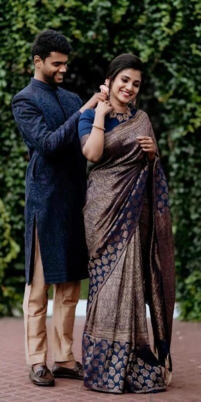 KP 5084 Navy Blue Color Soft Lichi Silk Jacquard Work On All Over Saree Casual, Wedding, Festive, Events . Expected Delivery 4-6 Working Days @1349/- only | Sarees, Bollywood Sarees, Creative Sarees, Designer Sarees, Embroidered Sarees, Ethnic Saree, Modern Digital sarees, Party Wear Sarees