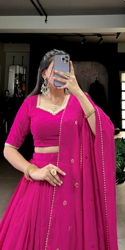 LNB 1906 Pink Color Pure Chanderi Plain With Zari Weaving Work Border Lehenga Choli Wedding, Party, Festive, Events Etc. Delivery 4-6 Working Days Rs 1999 | Lehenga, Bollywood Lehenga, Creative Lehenga, Designer Lehenga, Embroidered Lehenga, Party Wear Lehenga
