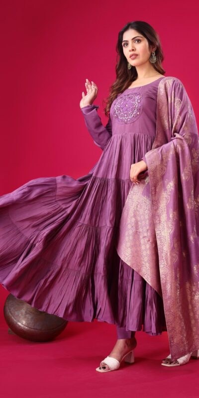 ZSR 3107 Purple Color Roman Silk With Embroidery Sequence Work Anarkali Gown Wedding Party, Festive, Events Etc.4-6 Working Days@1999/- only | Gowns, Bollywood Gowns, Creative Gowns, Designer Gowns, Embroidered Gowns, Party Wear Gowns, Straight Suits