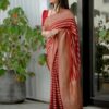 KP 5084 Red Color Soft Lichi Silk Jacquard Work On All Over Saree Casual, Wedding, Festive, Events . Expected Delivery  4-6 Working Days @1399/- only                                                                                                                                             | Sarees, Bollywood Sarees, Creative Sarees, Designer Sarees, Embroidered Sarees, Ethnic Saree, Modern Digital sarees, Party Wear Sarees