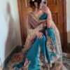 Sky Blue Chinnon Silk With Embroidery Work Sharara Suit