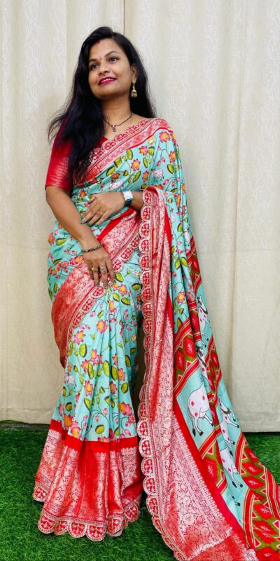 MS 466 Sky Blue Color Dola Silk Saree With Zari Weaving Border Saree Casual, Wedding, Festive, Events . Expected Delivery  4-6 Working Days @1649/- only | Sarees, Bollywood Sarees, Creative Sarees, Designer Sarees, Embroidered Sarees, Ethnic Saree, Modern Digital sarees, Party Wear Sarees