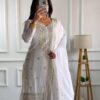 NSR-800 White Color Chinnon Silk With Embroidery Work Sharara Suit Wedding, Party, Festive, Events Etc.  Expected Delivery 4-6 Working Days @2149/- | Jump Suits, Salwar suit, Casual Suits, Creative suits, Designer Suits, Palazzo Suits, Party Wear Suits, Patiala Suits, Straight Suits