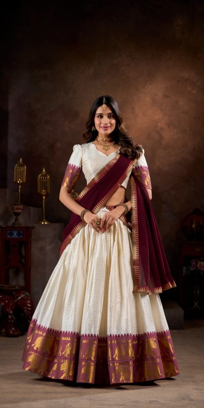 LNB 2047 White Color Poly Cotton Chex With Zari Weaving Work Lehenga Choli Wedding, Party, Festive, Events Etc. Delivery 4-6 Working Days Rs1899 | Lehenga, Bollywood Lehenga, Creative Lehenga, Designer Lehenga, Embroidered Lehenga, Party Wear Lehenga