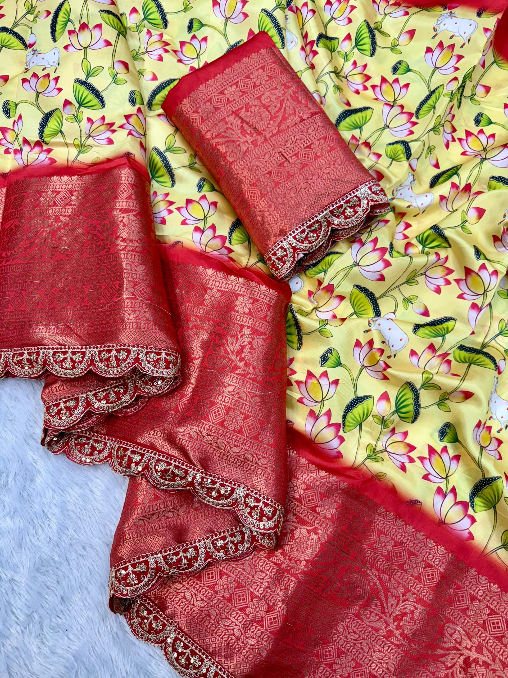 MS 466 Yellow Color Dola Silk Saree With Zari Weaving Border Saree Casual, Wedding, Festive, Events . Expected Delivery 4-6 Working Days @1649/- only | Sarees, Bollywood Sarees, Creative Sarees, Designer Sarees, Embroidered Sarees, Ethnic Saree, Modern Digital sarees, Party Wear Sarees