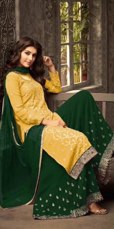 FC 47001 Yellow Color Georgette With Embroidery work With Stone Suit Casual, Wedding, Party, Festive, Events Etc.4-6 Working Days@ 1849/-only | Jump Suits, Salwar suit, Casual Suits, Creative suits, Designer Suits, Palazzo Suits, Party Wear Suits, Patiala Suits, Straight Suits