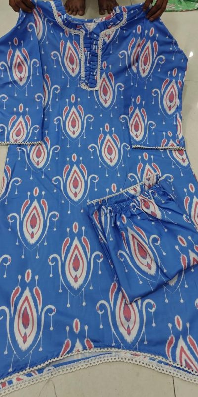 Amazing Blue Color Rayon Wood With Print Salwar Suit