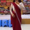 Maroon Georgette Hot Fix Stone Work Saree