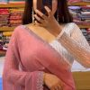 Onion Georgette Hot Fix Stone Work Saree