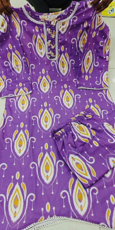Amazing Purple Color Rayon Wood With Print Salwar Suit