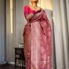 Peach Soft Litchi Silk Kubera Pattu On All Over Saree