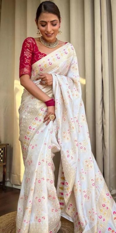 MS 476 White Color Soft Lichi Silk Kubera Pattu On All Over Saree Casual, Wedding, Festive, Events . Expected Delivery 4-6 Working Days @1299/- only | Sarees, Bollywood Sarees, Creative Sarees, Designer Sarees, Embroidered Sarees, Ethnic Saree, Modern Digital sarees, Party Wear Sarees
