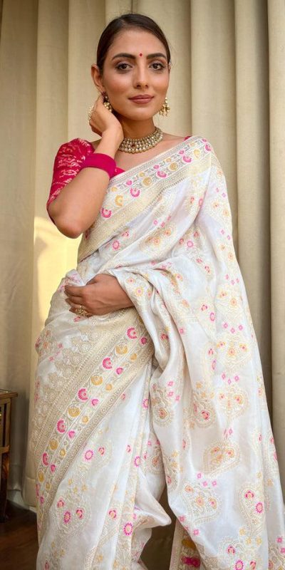 MS 476 White Color Soft Lichi Silk Kubera Pattu On All Over Saree Casual, Wedding, Festive, Events . Expected Delivery 4-6 Working Days @1299/- only | Sarees, Bollywood Sarees, Creative Sarees, Designer Sarees, Embroidered Sarees, Ethnic Saree, Modern Digital sarees, Party Wear Sarees