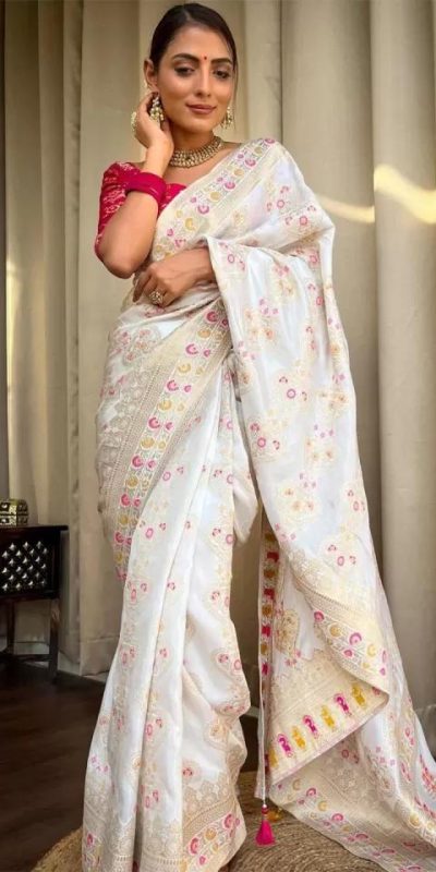 MS 476 White Color Soft Lichi Silk Kubera Pattu On All Over Saree Casual, Wedding, Festive, Events . Expected Delivery 4-6 Working Days @1299/- only | Sarees, Bollywood Sarees, Creative Sarees, Designer Sarees, Embroidered Sarees, Ethnic Saree, Modern Digital sarees, Party Wear Sarees