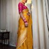 Yellow Soft Litchi Silk Kubera Pattu On All Over Saree
