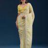 Lemon Yellow Georgette Digital Prints Embroidery Codding Sequins Work Saree