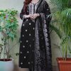 Black Rayon Cotton Embroidery Work Salwar Suit