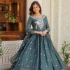 Grey Star Georgette Sequence Embroidery Work Anarkali Gown