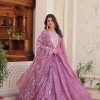 Light Purple Star Georgette Sequence Embroidery Work Anarkali Gown