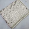 White Georgette Dual Sequins Embroidery Sequins Work Saree