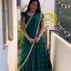 Bottle Green Georgette Embroidery And Sequins Work Lehenga Choli