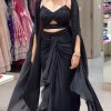 Black Satin Silk Thread With Sequence Dhoti Suit