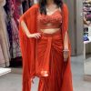 Orange Satin Silk Thread With Sequence Dhoti Suit