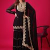 Black Faux Georgette Embroidery Sequence Work Salwar Suit