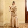 Cream Chinon Silk Thread Sequence Salwar Suit