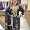 Black Faux Georgette Embroidery Sequence Work Salwar Suit