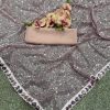 Grey Faux Georgette Khichdi Sequence Embroidery Work Saree