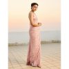 Light Pink Faux Georgette Khichdi Sequence Embroidery Work Saree