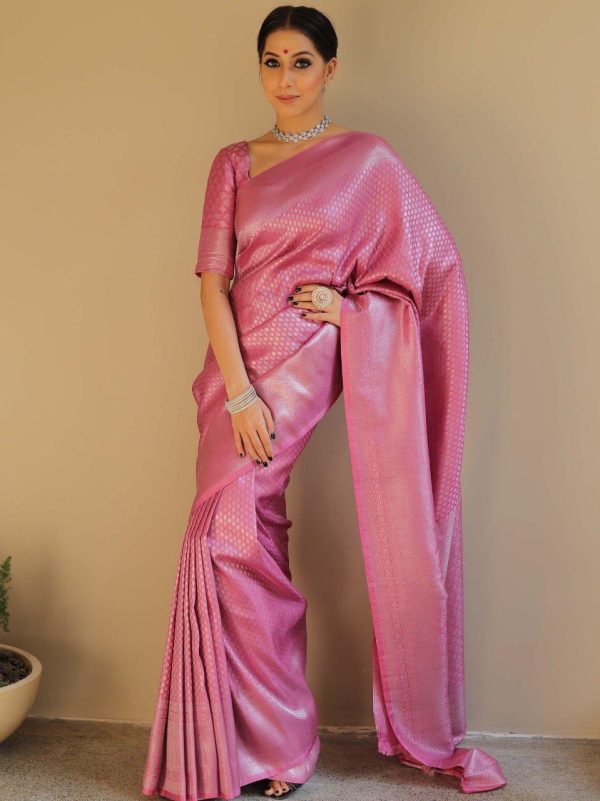 Light Pink Soft Silk Jacquard Saree