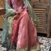Peach Sequence Embroidery Rivet Moti Work Salwar Suit