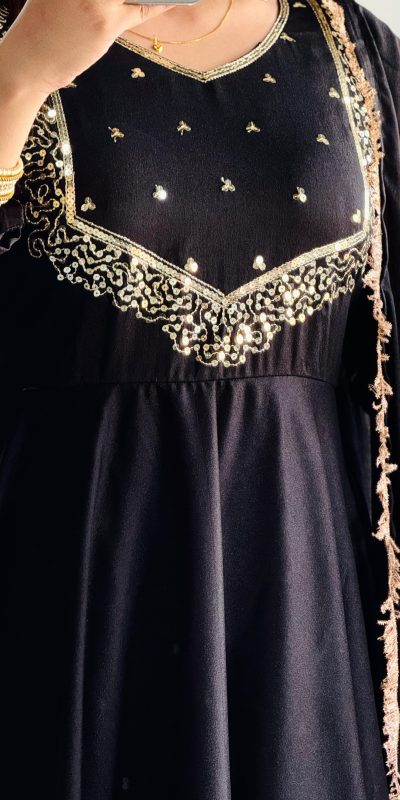 VLM 238 Black Color Star Georgette With Embroidery Work Anarkali Gown Casual, Wedding, Party, Festive, Events Etc.4-6 Working Days@ 1999/-only | Gowns, Bollywood Gowns, Creative Gowns, Designer Gowns, Embroidered Gowns, Party Wear Gowns