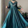 Blue Star Georgette Embroidery Work Anarkali Gown